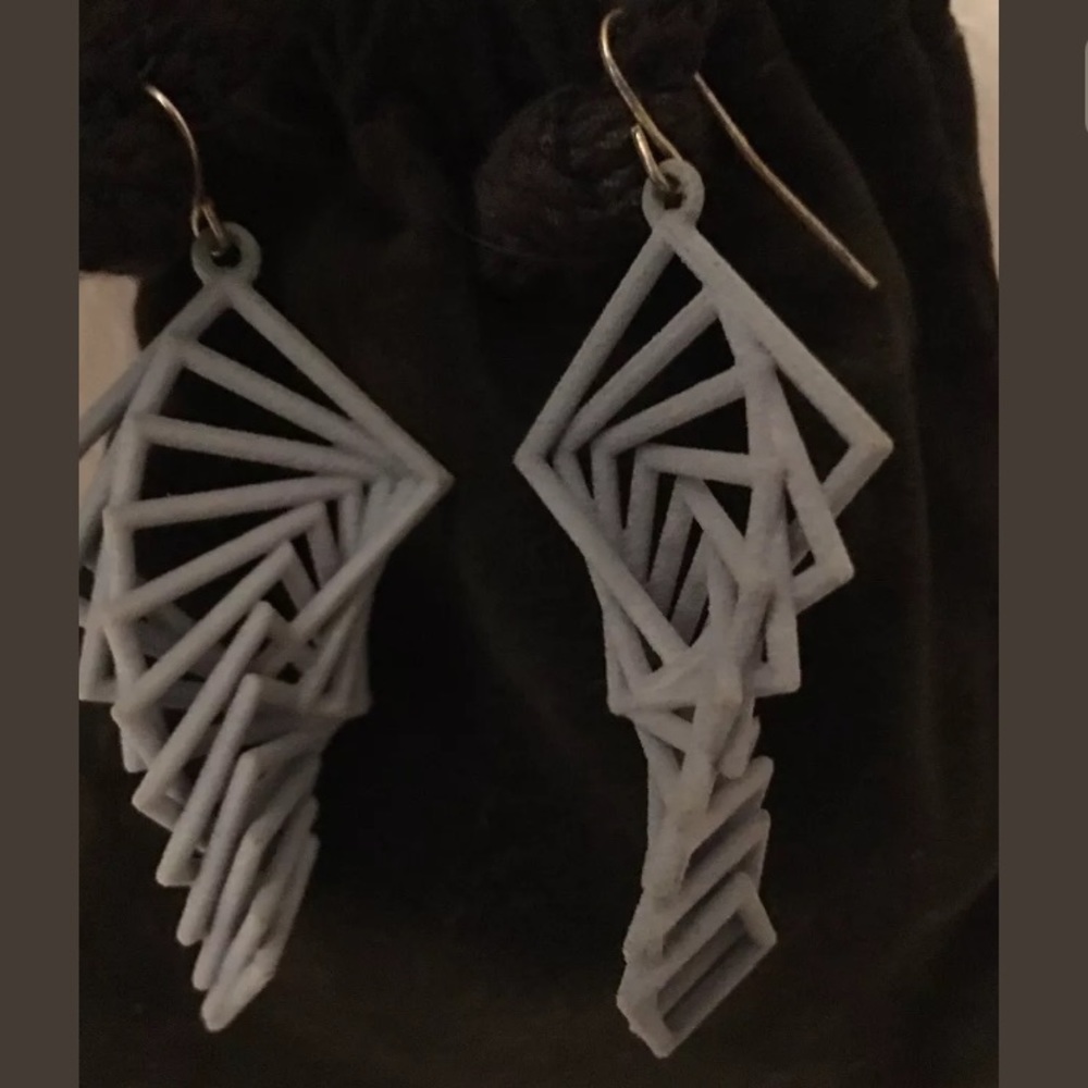 Gray Modern Geometric 3D PRINTED NYLON EARRINGS